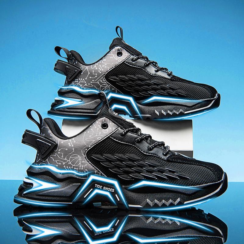 Fashion Outdoor Jogging Sports Shoes Outdoor Flying Weave Breathable Mesh Shoes Lace Up Cushioning Running Shoes for Men