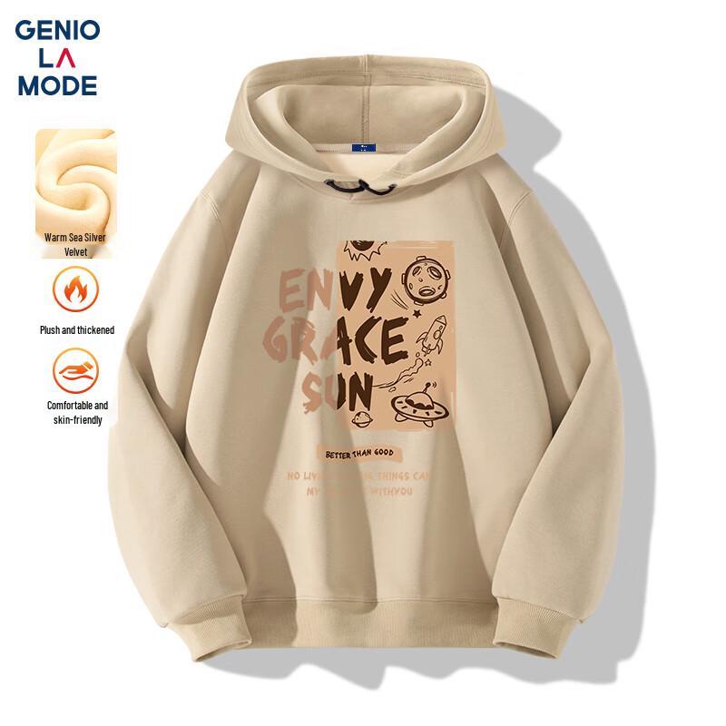 

GENIOLAMODE Men s Fleece-Lined Hooded Sweatshirt XL