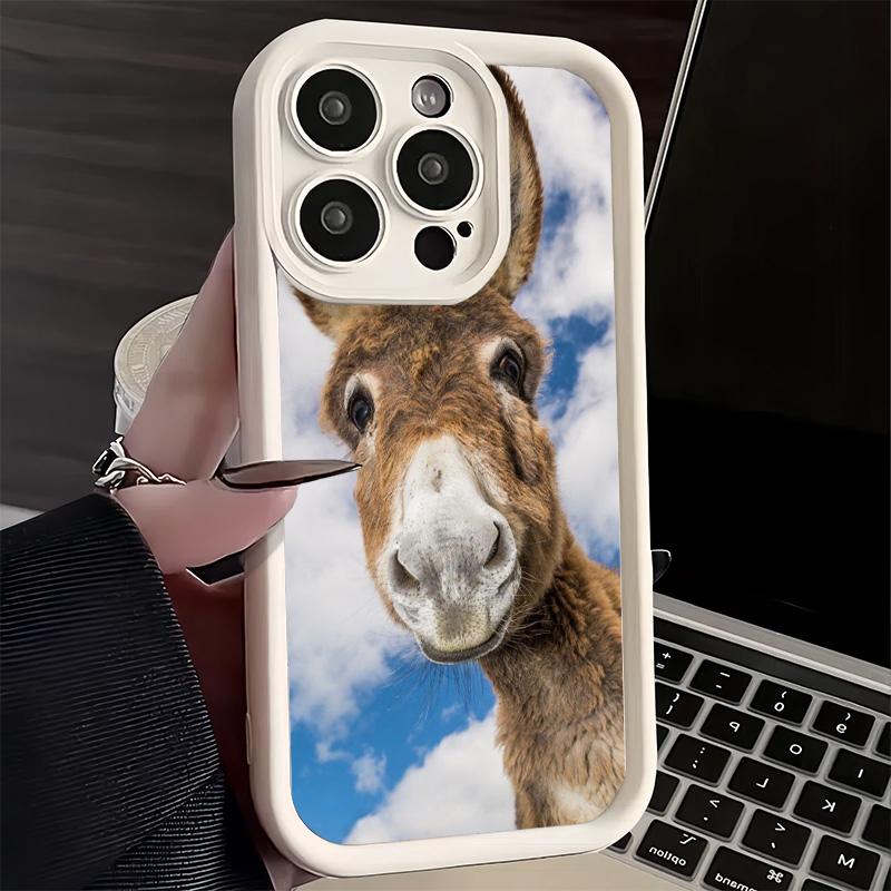 Phone Case for iPhone 17 Air 16E 15 16 Pro Max Funny Donkey Animal Cover 14 Plus 13 12 Mini Soft Shell Silicone Fundas