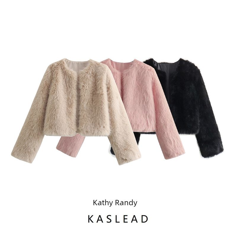 Kaslead New Arrival Women's Clothing Fashion Style Stylish Simple and Versatile Artificial Fur Short Outwear
