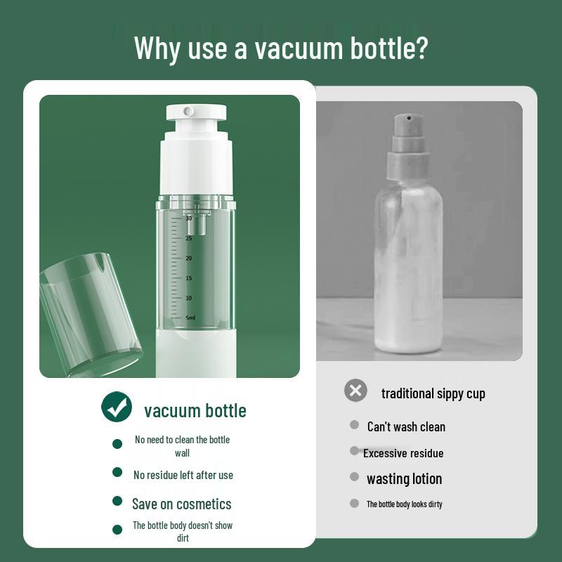 Portable Cosmetic Refill Bottles: 15ml, 30ml, 50ml Vacuum Press with Scale for Lotion and Spray