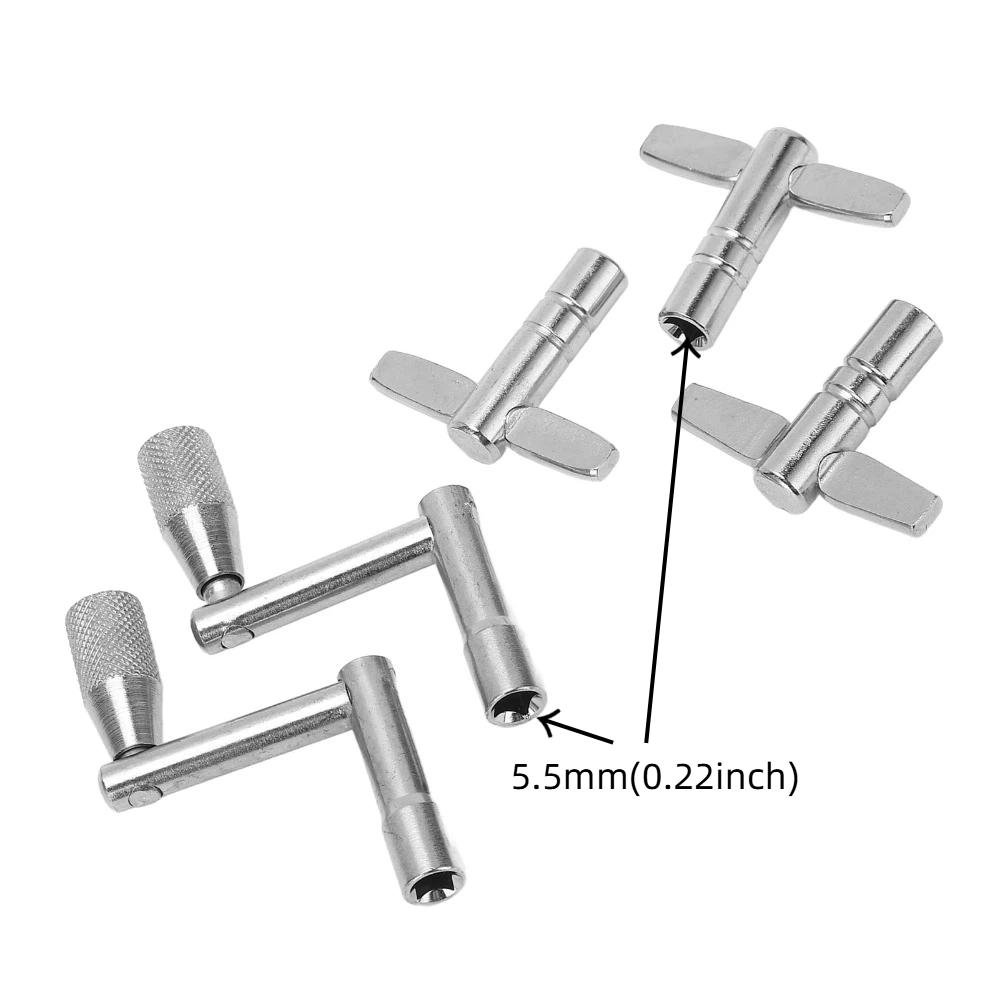 5PCS Silver Drum Tuning Key Metal Percussion Hardware Tool Premium Drum Wrench Set For Drummers