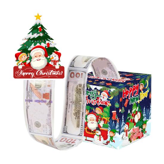 Christmas Money Box Pull-out Cash Gift Box DIY Holiday Money Gift Box with Transparent Bags Christmas Money Holder Pull Box for Kids Adults