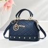 New Womens Boston Pillow Handbag Fashion Color Blocking Large Capacity Commuter Shoulder Bag