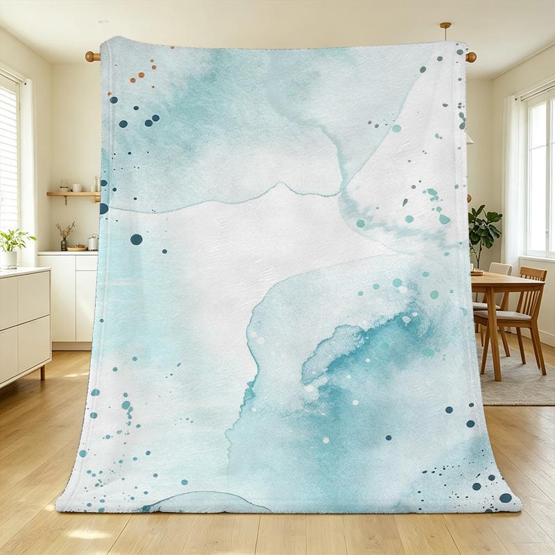 Flannel Print Blanket: Soft Skin-Friendly Minimalist Watercolor Design, Cozy Home Decor Ideal for Christmas & Halloween