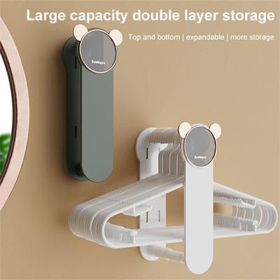 Multi-Functional Clothes Rack Punch-Free Household Retractable Wall-Mounted Hanger Clothes Storage Rack