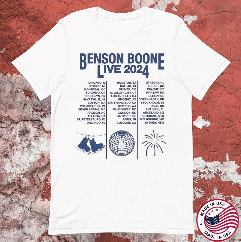 

Benson Boone Live World Tour 2024 T-Shirt Mens Womens Tees Top, size S-4XL L