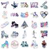 50 Cartoon Laser Skating Girl Stickers Decorate Suitcase Notebook Waterproof Removable Stickers