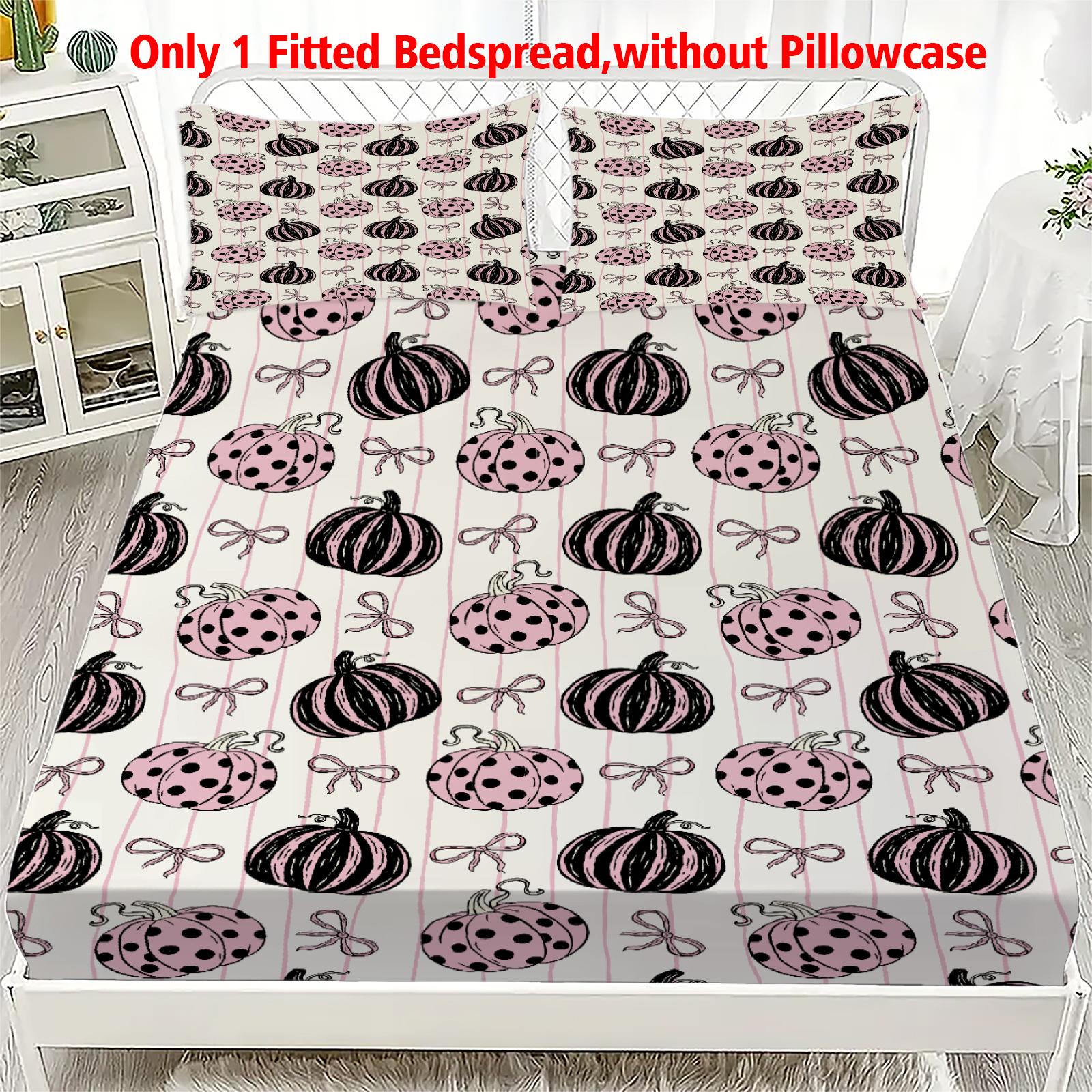 

1 Pink Pumpkin Pattern digital printed frosted Fitted Sheet,bedroom printed bed cover,bedding(No pillowcase) 99x190x25cm