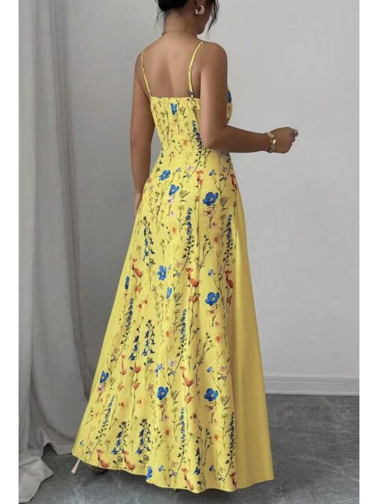2026 European & American Summer Fashion Spaghetti Strap Print Dress
