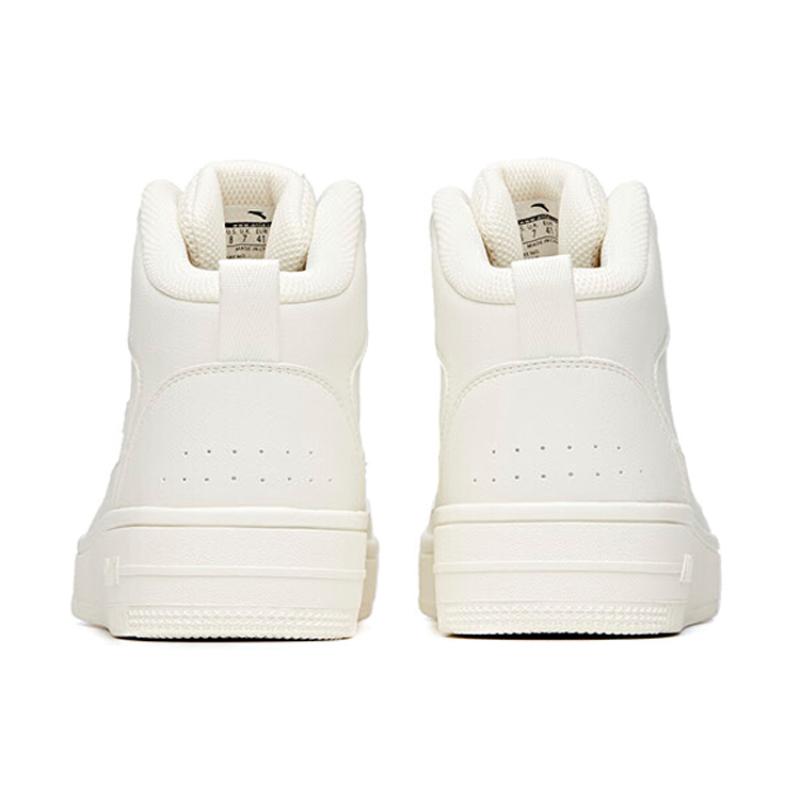 Anta Life Collection Slip-Resistant Cushioning Wear-Resistant Mid-Top Skateboard Shoes Women's Pure White Sneakers 922038010-1