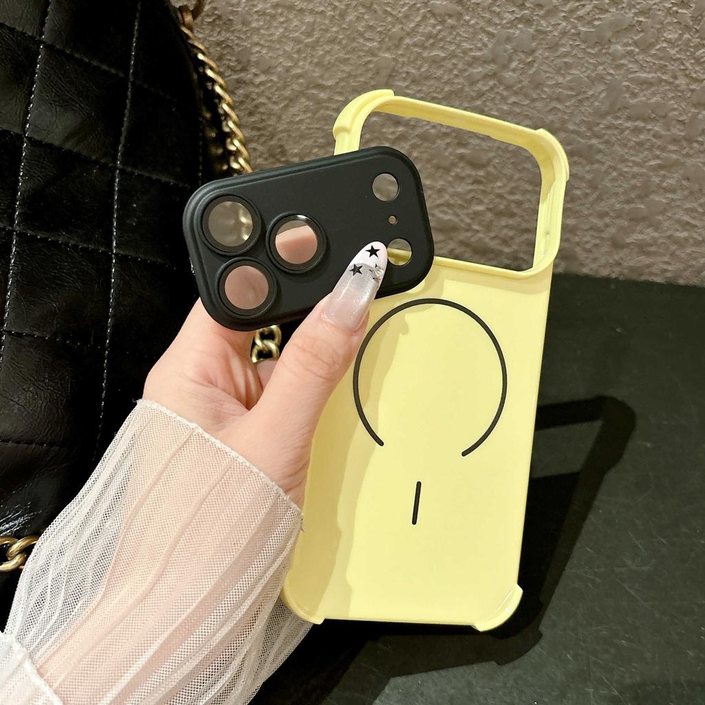 For Magsafe Candy Color Collision Phone Case For iPhone 17 16 15 14 Plus 13 12 11 Pro Max Big Window Four Corner Anti Drop Cover