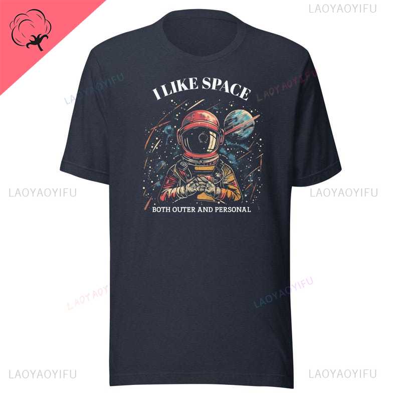 Смешная футболка на космическую тему Шлем астронавта Футболка Верхняя одежда Унисекс Смешная футболка астронавта Мне нравится космос Личное пространство мужчина Хлопковая одежда S