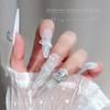 White Cubic Zirconia Stacked Rhinestone Manicure Ornaments - Handmade Sparkling Rhinestone Balls & Dove Egg Decorations