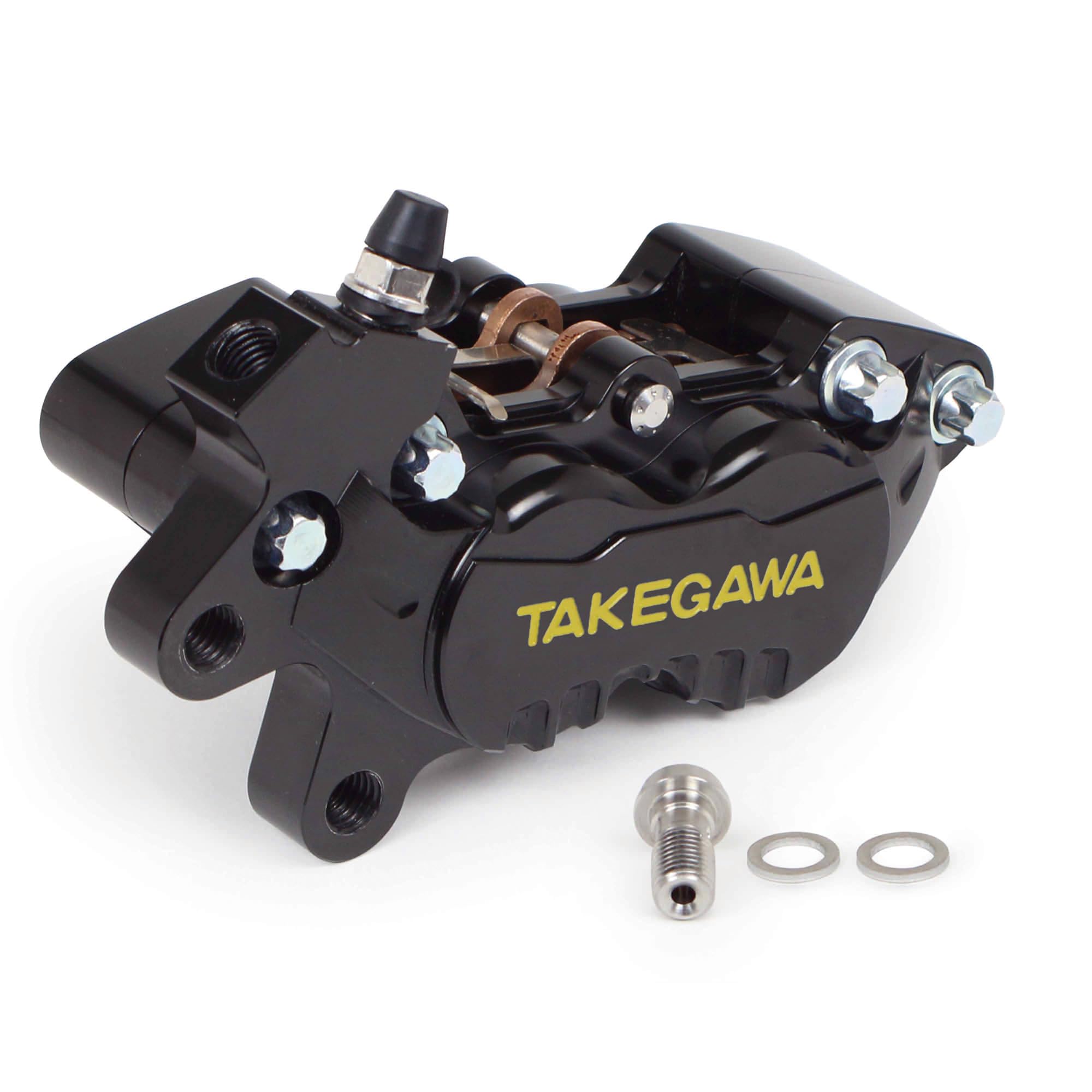 Special Parts Takegawa (TAKEGAWA) Aluminum Billet 4-POT Caliper (Left Side, Black) Universal 06-08-0285