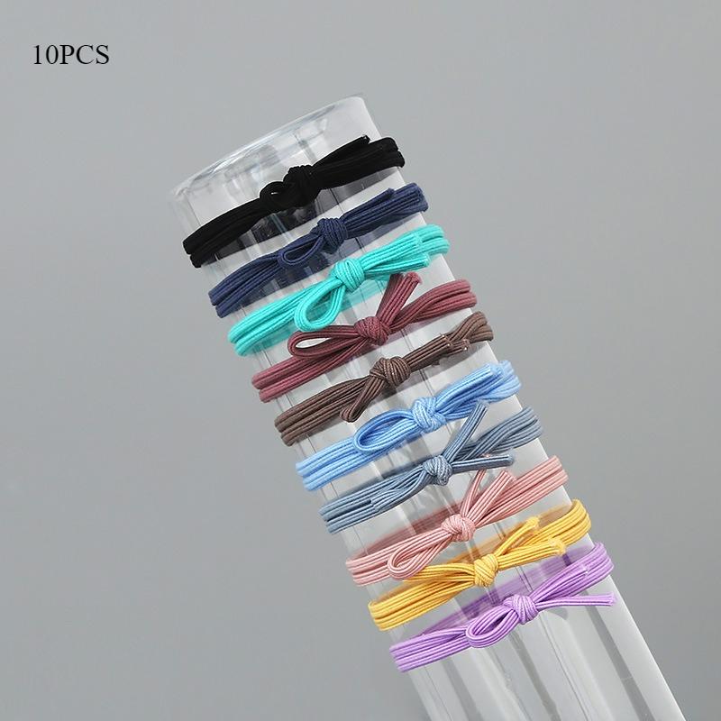 

10 шт. Двухслойная простая резинка для волос в корейском стиле с широким узлом, высокоэластичная резинка для волос для женщин, повязка для волос, эластичный аксессуар для волос