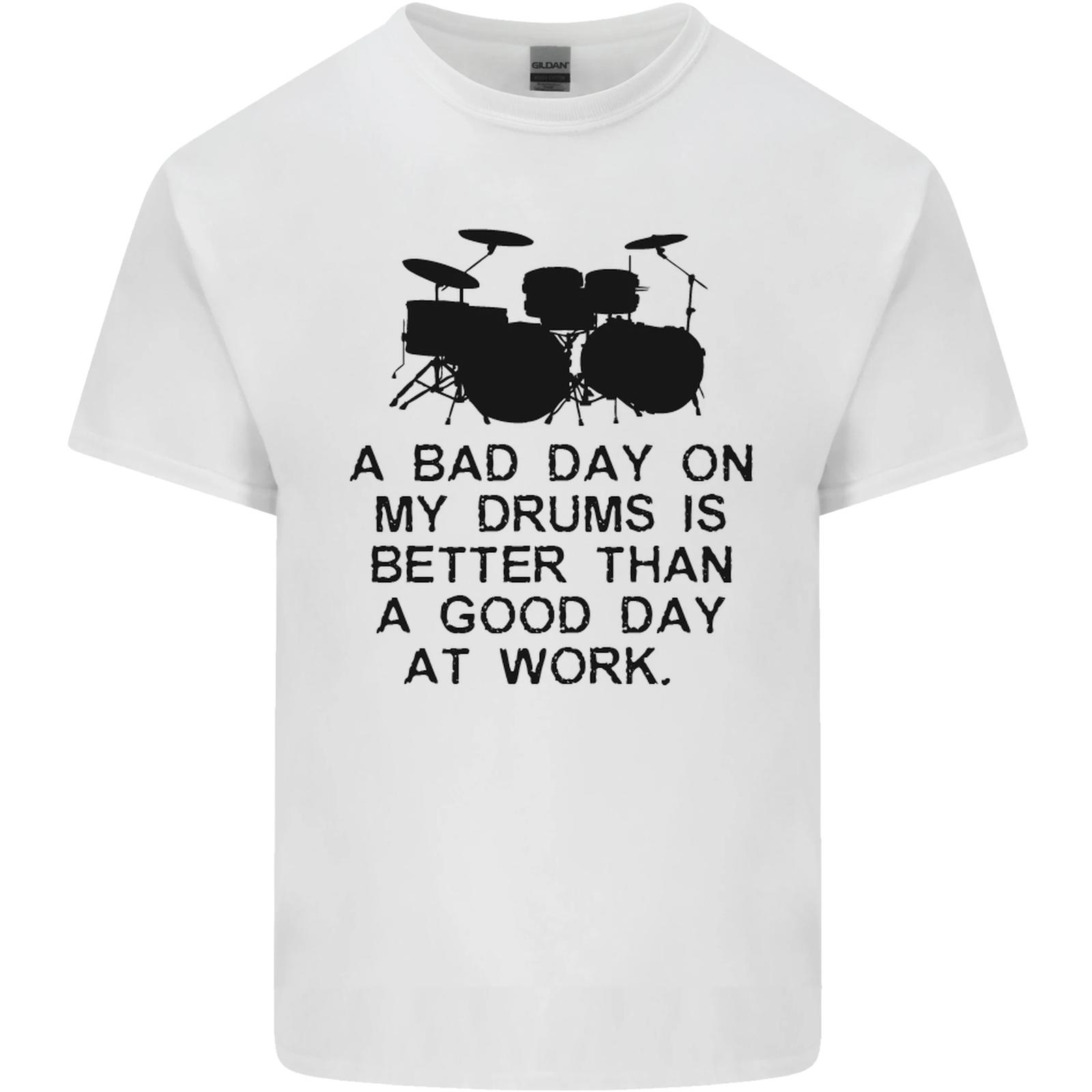 Un Mal Día En Mis Tambores Baterista Tocado De Algodón Camiseta M