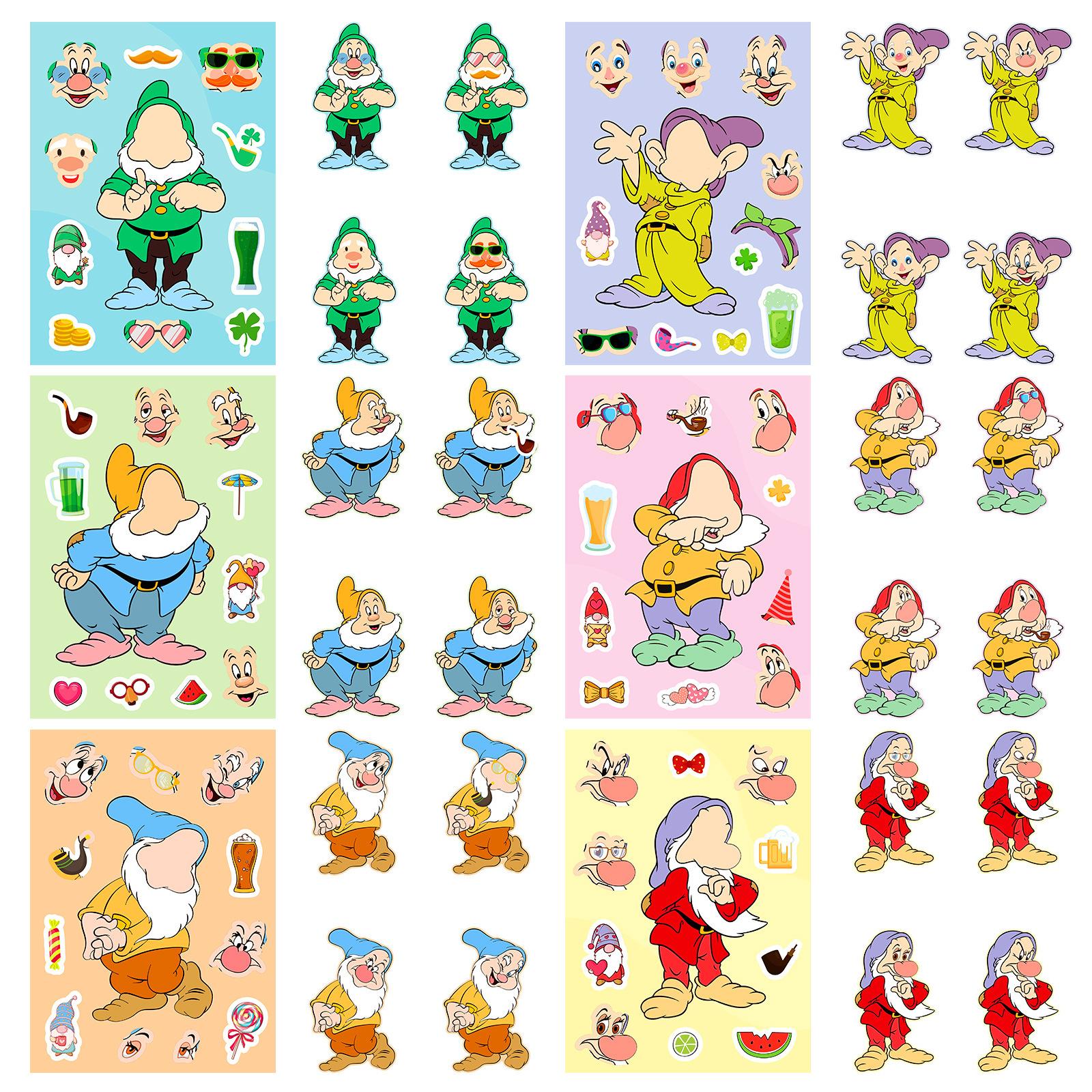 

Boutique 6 Pack Dwarf Face Changer Puzzle Sticker Diy Children S Craft Lesson Game