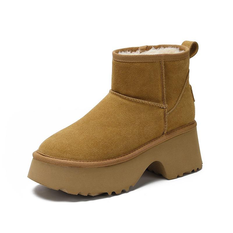 Thick-soled heightening women's boots, fur integrated snow boots women's new winter warm, piled and thickened short boots