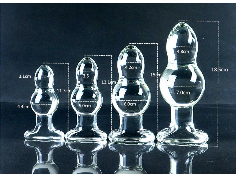 Velká Skleněná Tykev Anální Zátka Korálek Hračka pro Muže a Ženy - Erotický Stimulátor Rozšíření pro Dospělé