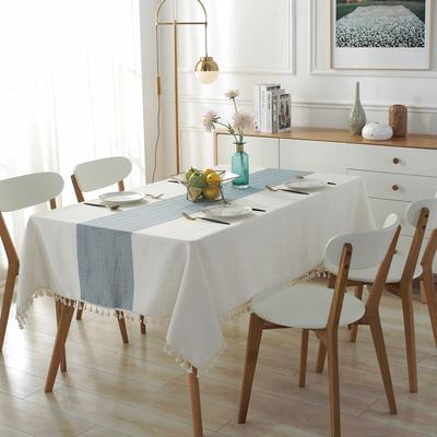 Wasserdichte Moderne Einfache Polyester Leinen Tischfahne Farbpassende Quaste, Tischdecke Rechteckig Couchtisch Tischdecke Esstisch Tuch