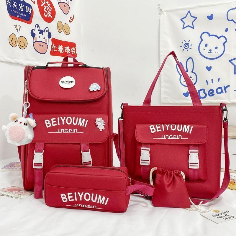 4 Pcs Backpack for Boys Girls Children Lovely Schoolbag Kindergarten Schoolbag Kids Gift Pencil Case Large Capacity Handbag