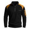 Men Waffle Knit Sweatshirt Quarter Zip Stand Collar Pullover Color Block Long Sleeve Tops Casual Streetwear Hoodie