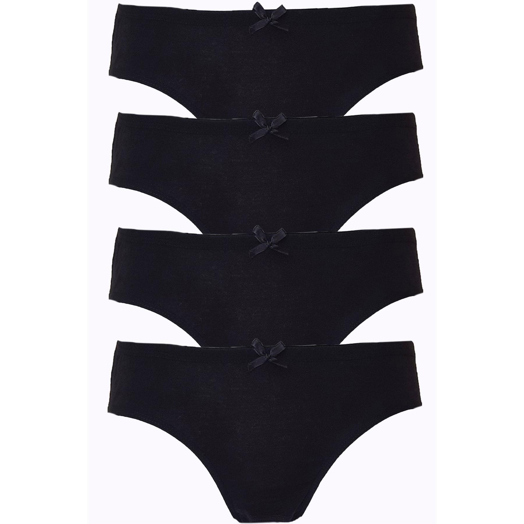 

4lü Kadın Pamuklu Bikini Külot Renkli Fiyonklu İç Çamaşırı M-L чорний білий колір