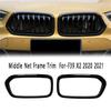 NEW-Front Bumper Grille Frame Cover Trim Racing Middle Net Frame Trim For BMW X2 Series F39 2018-2025 Glossy Black Parts Accesso