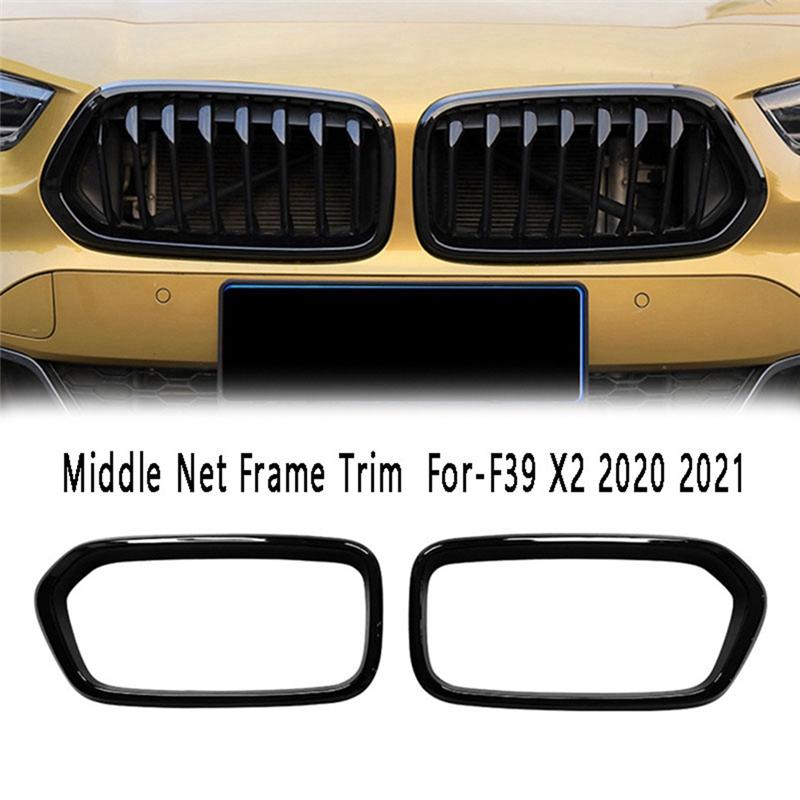 NEW-Front Bumper Grille Frame Cover Trim Racing Middle Net Frame Trim For BMW X2 Series F39 2018-2025 Glossy Black Parts Accesso
