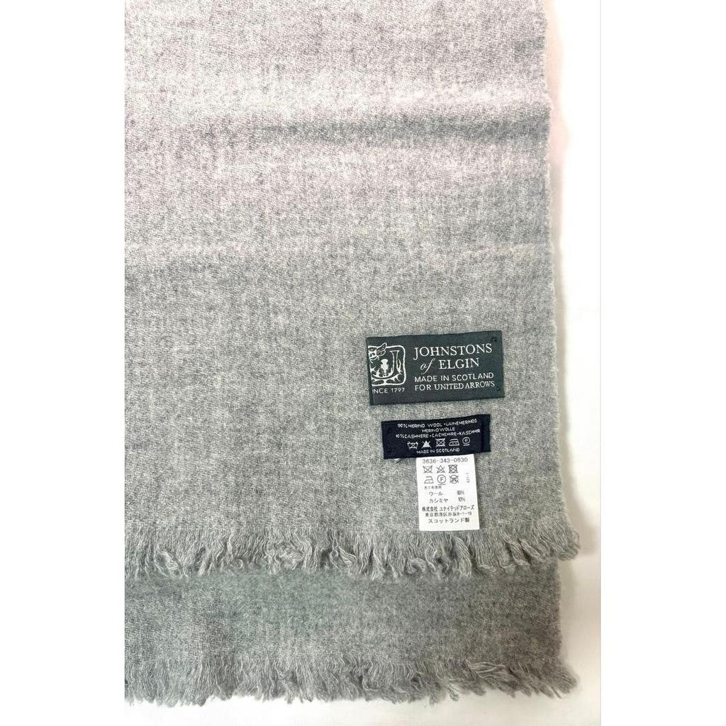 Used Johnstons of Elgin Scarf Stole Cashmere Grey Plain Large