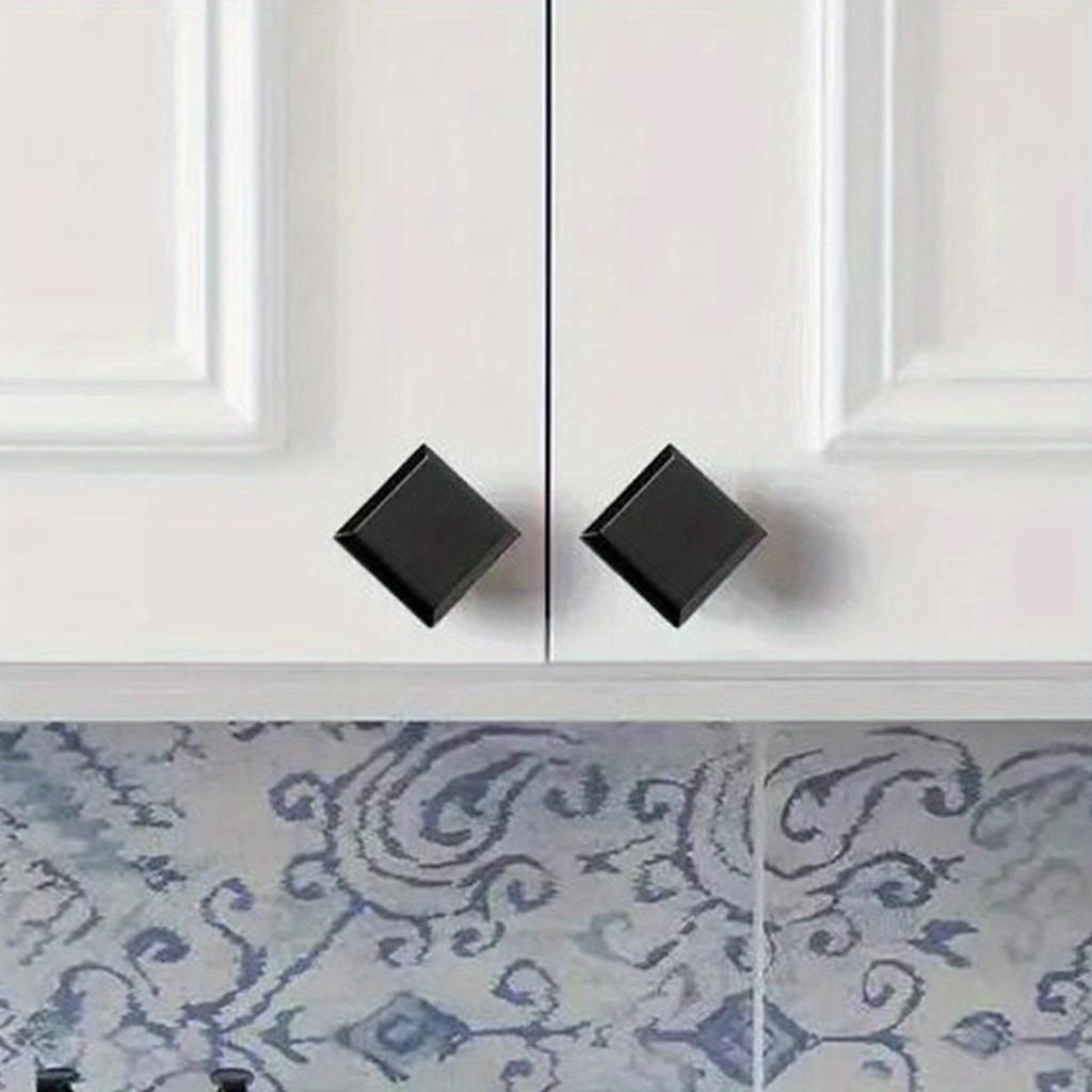 4pcs Simple Solid Single Hole Handle, Pure Black Wardrobe, Cabinet, Drawer, Door Handle
