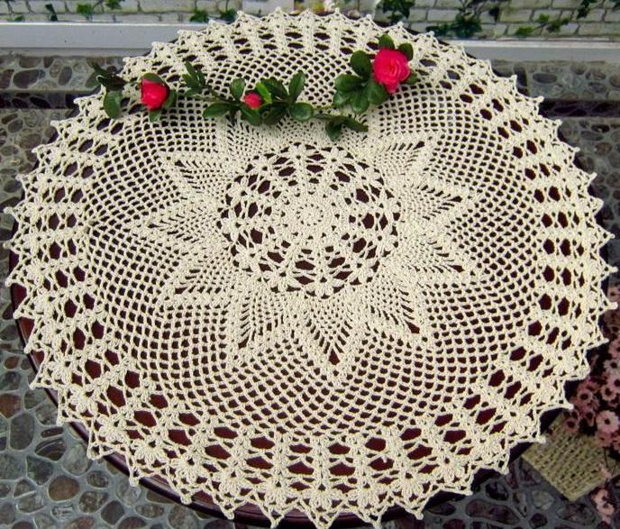 60cm Vintage Handgemaakte Haakwerk Kant Tafelkleed Katoenen Bankhoes En Onderzetters Set Shabby Chic
