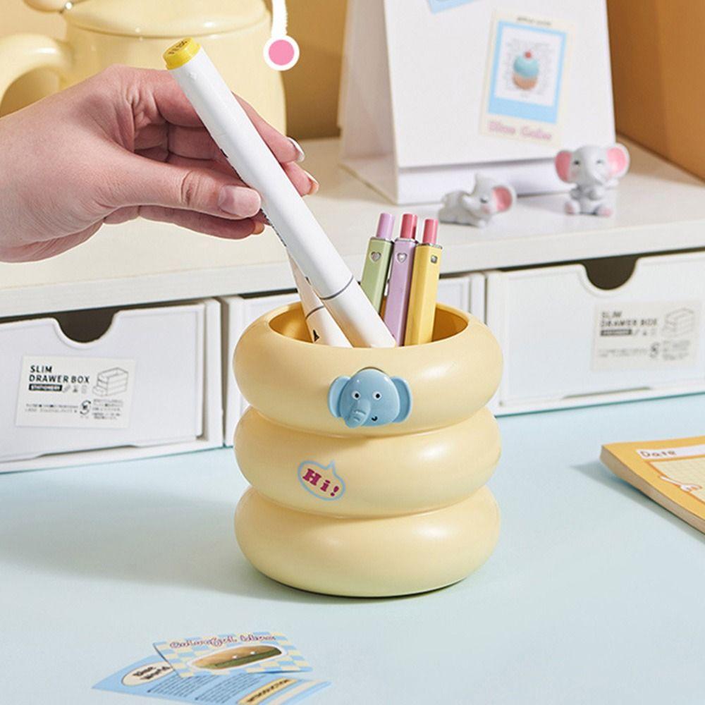Multifunctional Pen Holder Round/Square Plastic Pencil Case  School Office Supplies