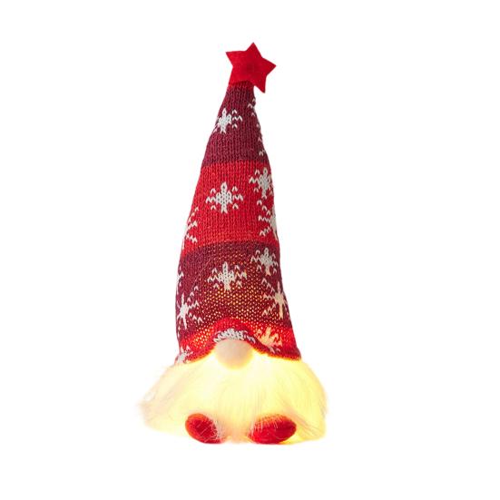 Lighted Christmas Gnome Decoration Mini Christmas Plush Gnome Figure Light Up Swedish Tomte Doll for Winter Tabletop Decor