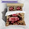 3pcs Custom Name Floral Artwork Printed Bedding Set Duvet Cover Closure Includes 1 Duvet Cover & 2 Pillowcases, Soft and Comfortable for All Seasons.