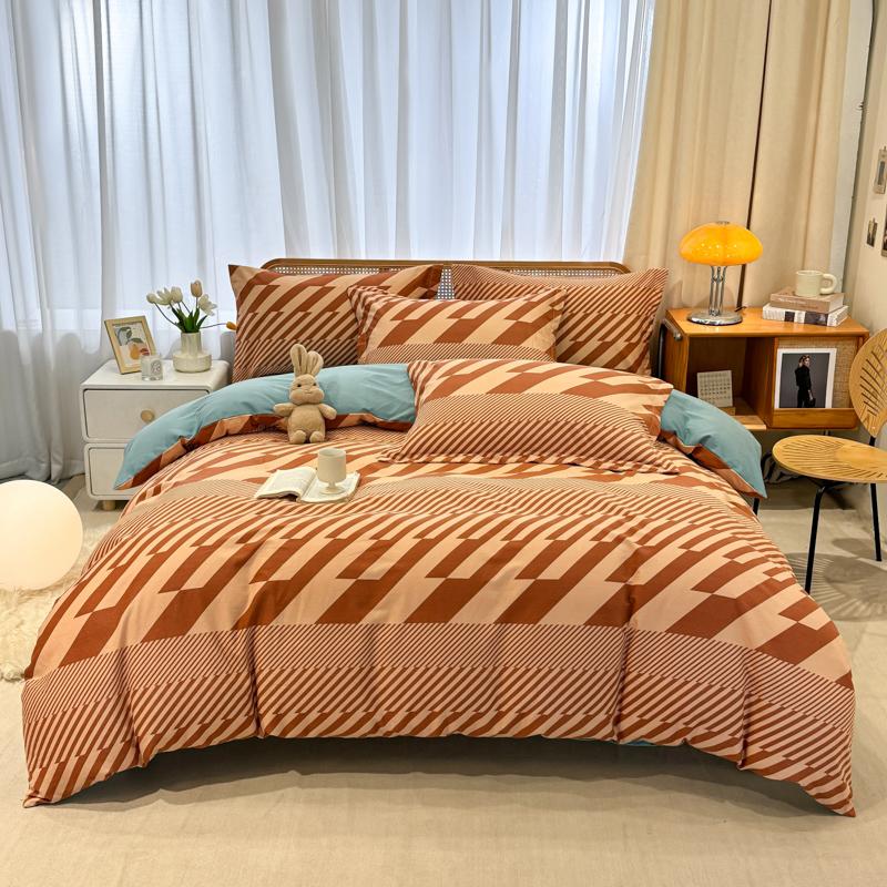 High Quality 100% Cotton Duvet Cover Set Modern Striped Printed Bedding Set Queen King Soft Quilt Cover Bed Sheet Pillow Cases