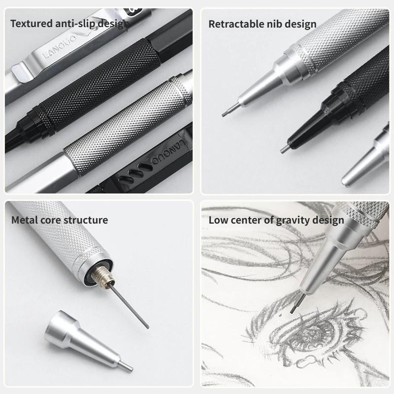 Low Gravity Mechanical Pencil Set 0.3 0.5 0.7 mm Metal Art Drawing Painting Automatic Pencil Stationery Office School Supplies