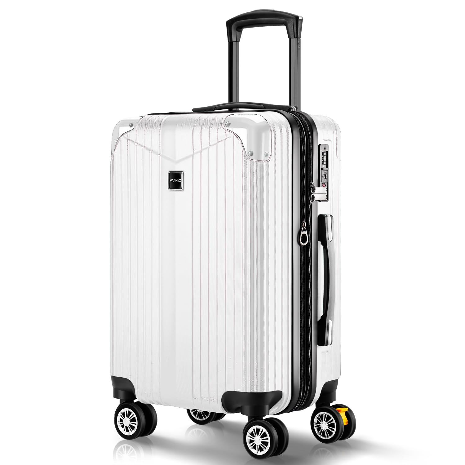 

Ручна поклажа Ручна поклажа Розширювані Ролики з TSA Циферблатом Вібрація Велика Роздільна Валіза Нижня Блискавка Діловий Студентський Кейс для Ручної Поклажі [VARNIC] Валіза, Кейс, білий