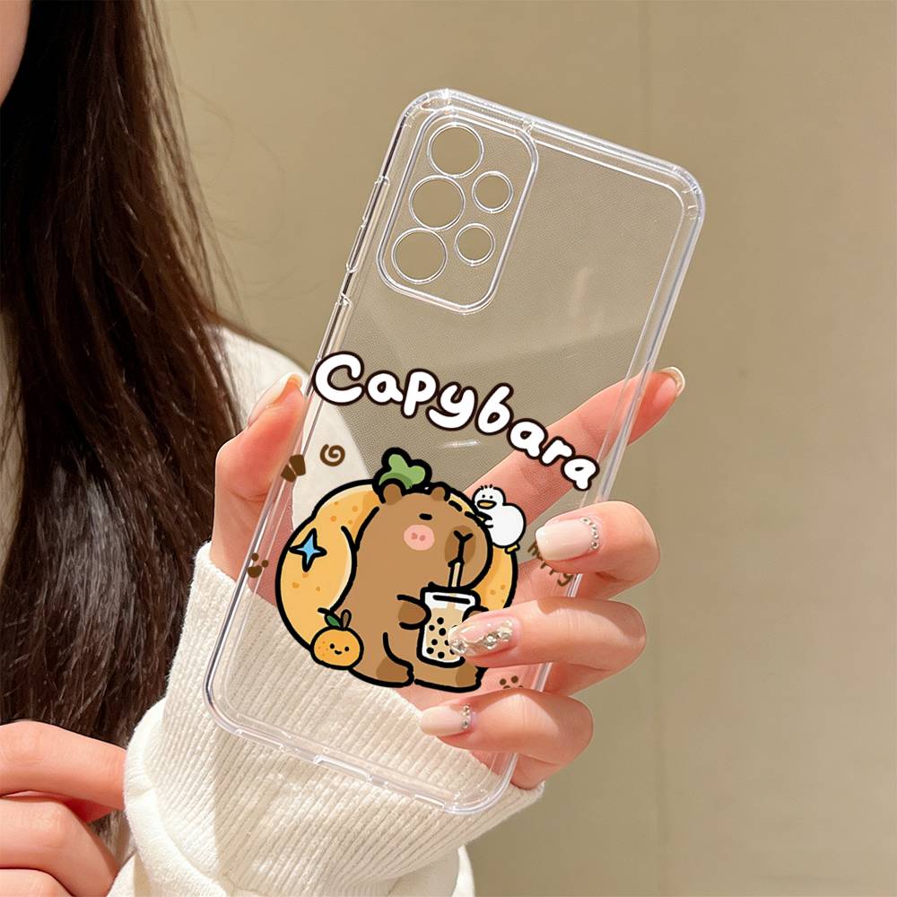 

Illustration Capybara Phone Case Transparent Silicone Soft For Samsung S25,S24,S21,S22,S23,S30,Ultra,S20,Plus,Fe Samsung S21