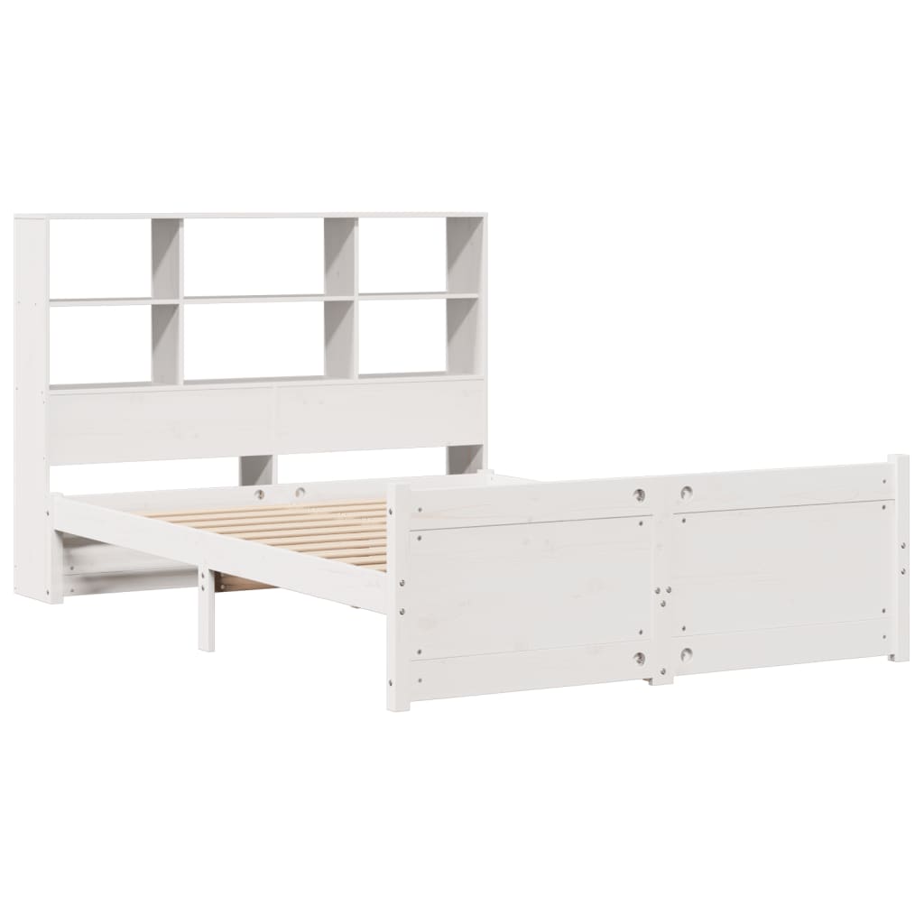 Solid Wood Bed with Shelf Without Mattress White 160 x 200 cm Pine