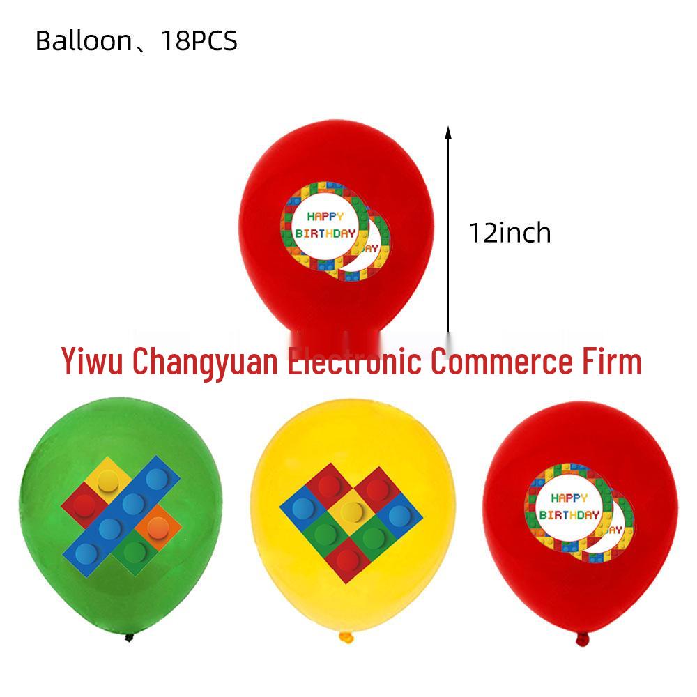Párty potřeby s kostkami Lego: Praporek, Klobouky a Ubrus pro Dětské Narozeniny