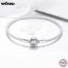WOSTU 100% 925 Silver Original Bracelets Snowflake Blue Eyes Zircon Chain Fit Women Bracelet & Bangle Luxury Jewelry