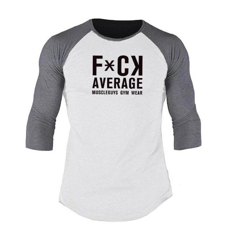 

MuscleguysБейсбольная форма с рукавами 3/4 и круглым вырезом, весенне-осенняя спортивная повседневная футболка с длинными рукавами XXL белый