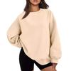 2025 Autumn/Winter Women's Solid Color Round Neck Casual Hoodie