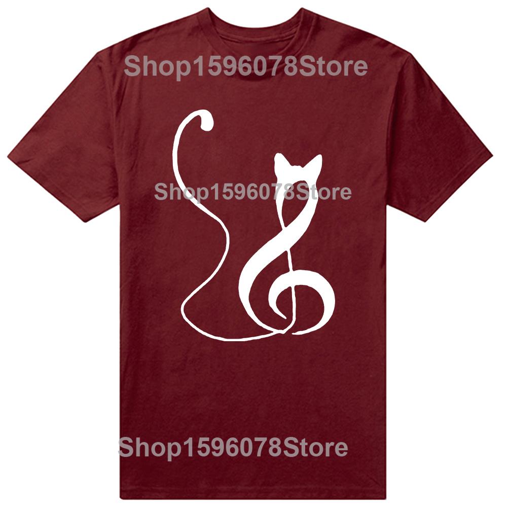 Funny Music Note Cat Lover Graphic 100 Cotton Tshirts Men Womens Fashion Casual Tshirt Loose Oversized Streetwear T Shirt