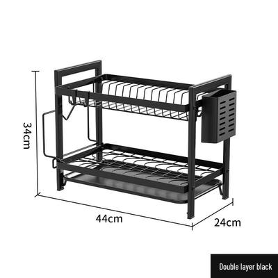Scolapiatti da cucina ZISHI a 2 livelli con portacucchiaini/bacchette