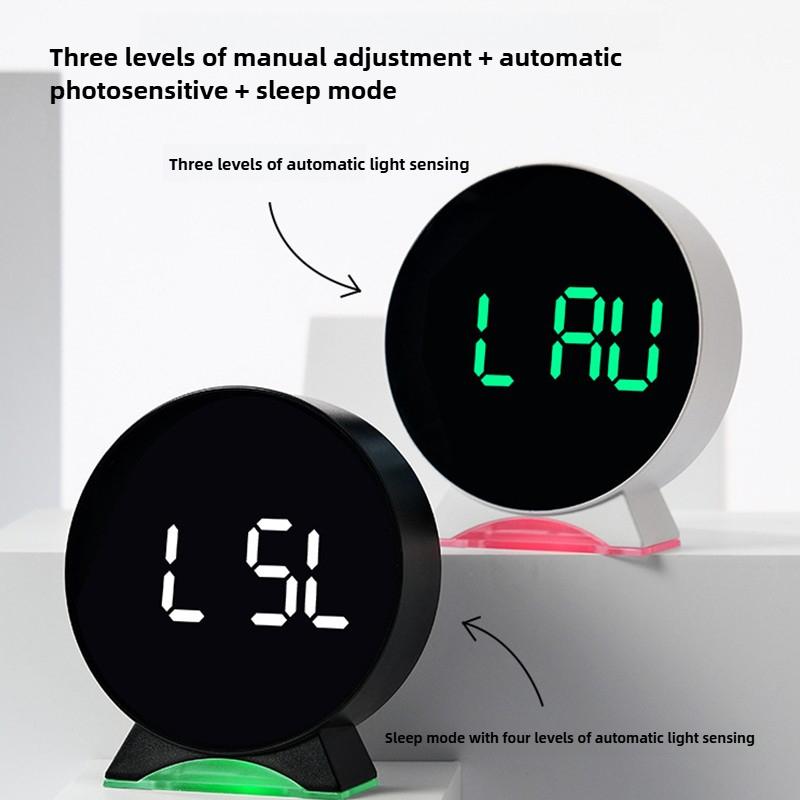 Personalized Jumping Seconds Display Electronic LED Alarm Clock Desktop Ambient Light Decor USB Table Clock with Auto Dimmming