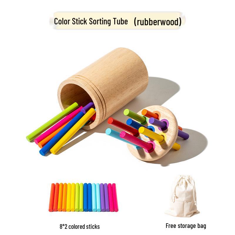 Montessori Wooden Color Sorting Cups for Toddlers 1-3 Years – Educational Kindergarten Toy for Color Recognition