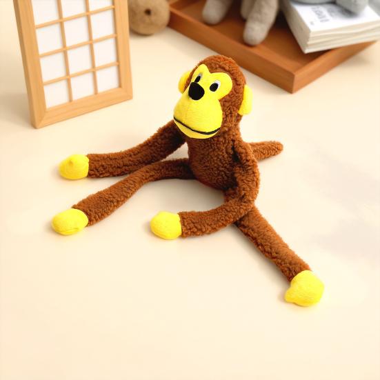 Interactive Monkey Plush for Dogs Cats Soft Bite-Resistant Chew Toy with Sound Pet Anxiety Relief Toy for Teeth Cleaning And Teething